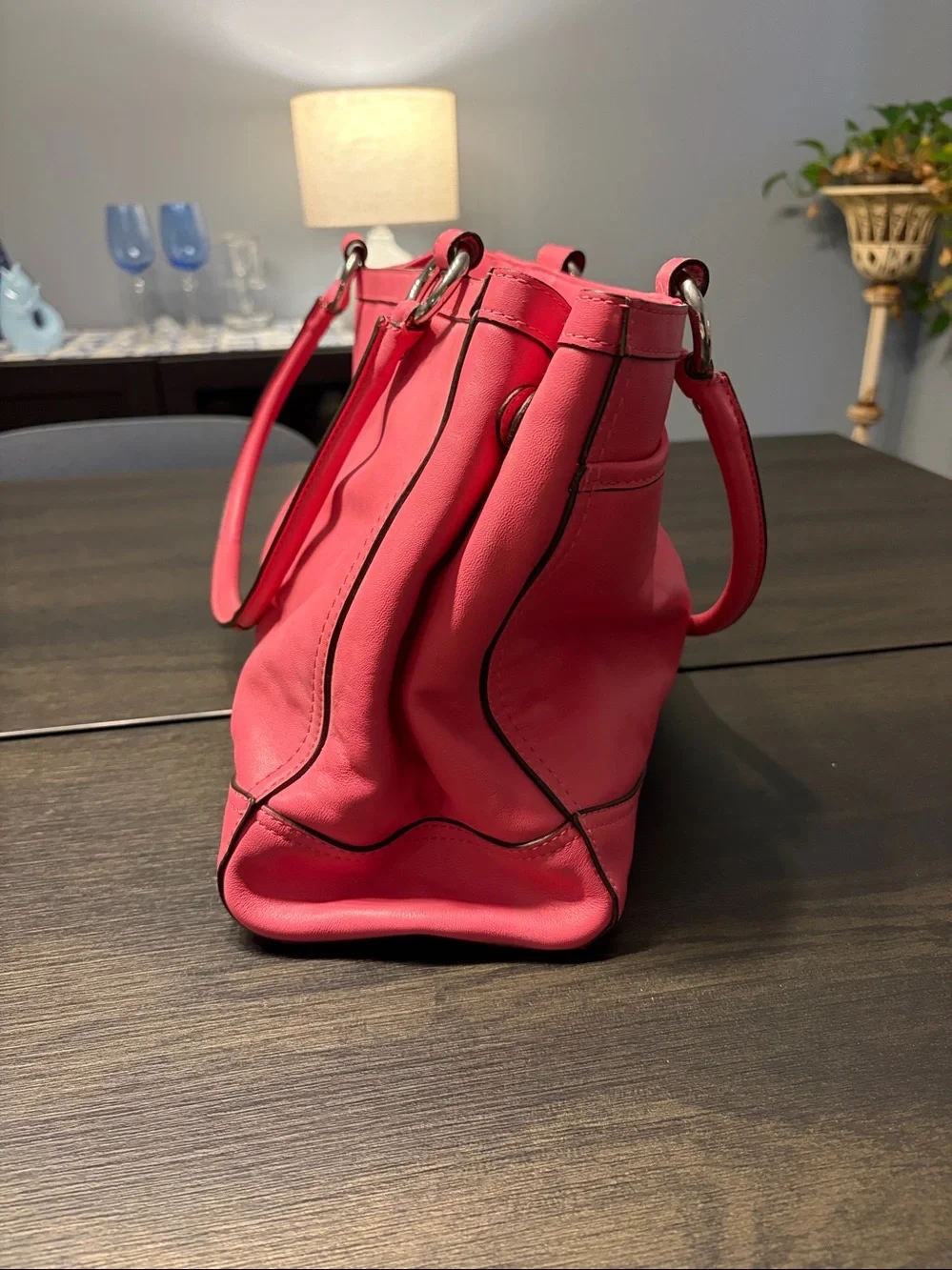 Coach Park Pink Leather Carryall Tote Shoulder Bag F19728